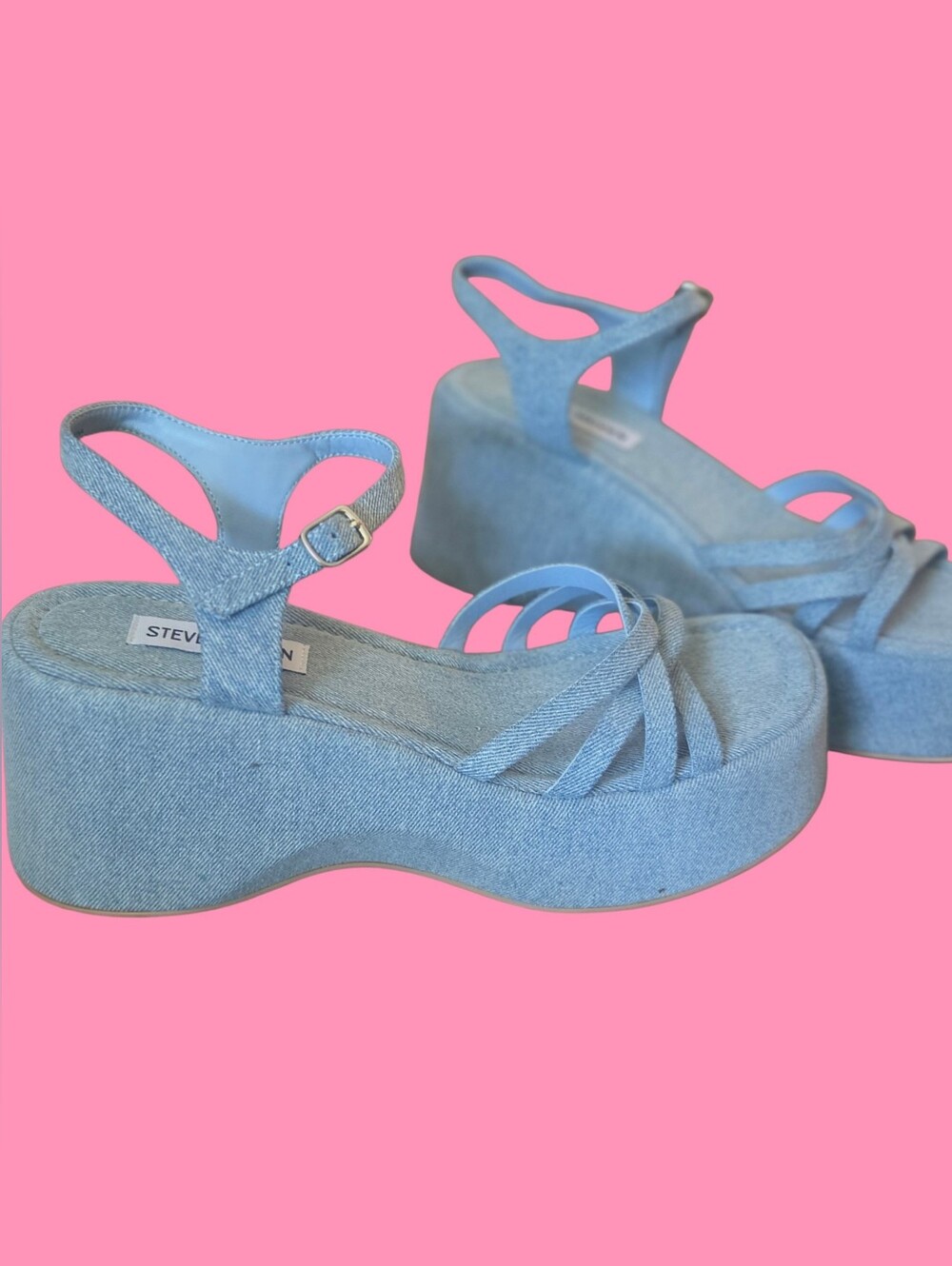 Steve Madden Denim Blue Platform Sandals